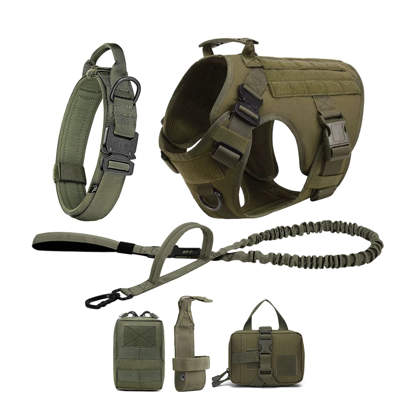 Tactical Dog Harness With Molle Pouches And Reflective Vest