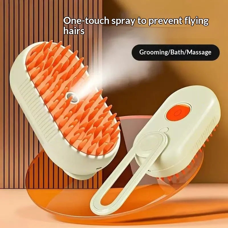 3-in-1 Dog Hair Brush Cat Hair Brush Electric Pet Cleaning Brush Steam Spray Brush Massage Hair Removal Comb Anti Flying Brush