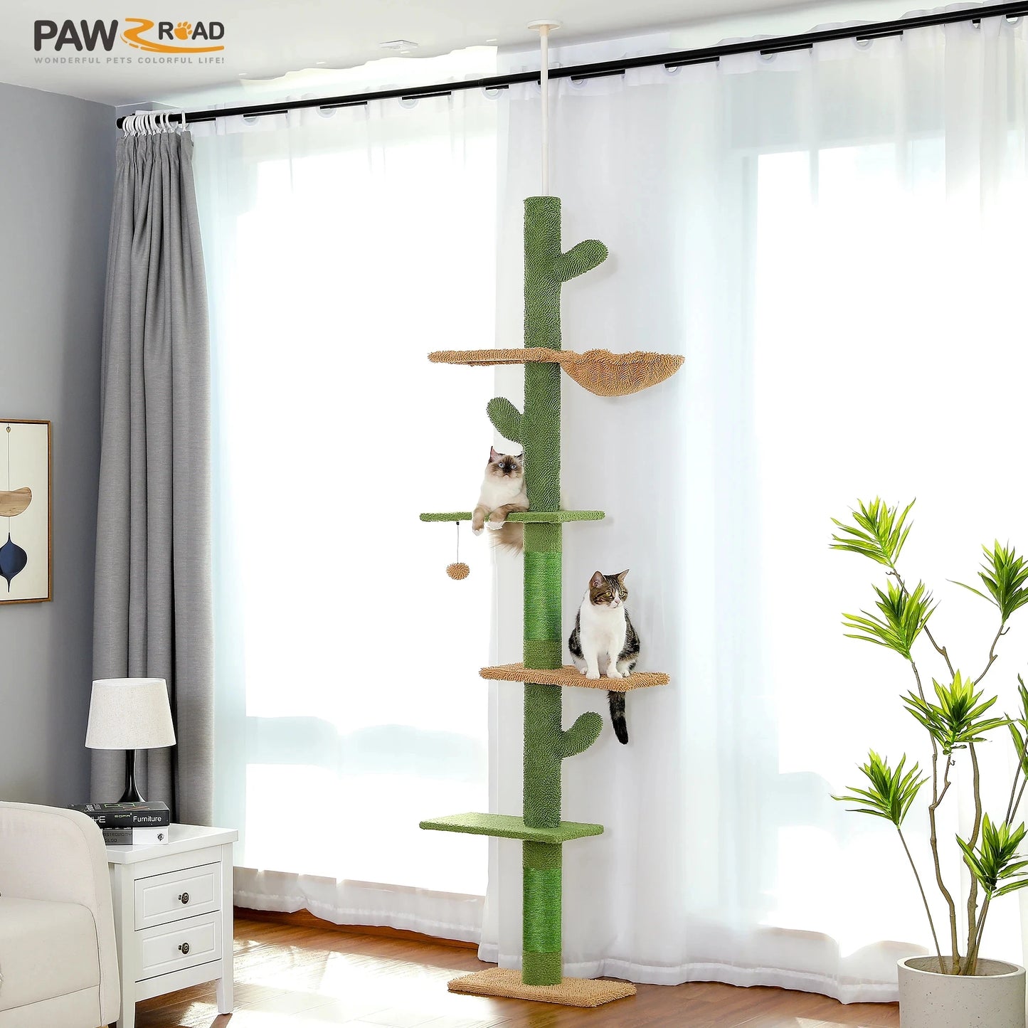 PAWZ Road Cat Tree Five Tier Floor Ceiling Climbing Tower