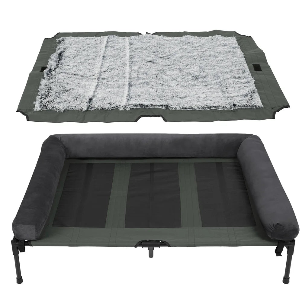BORWART Outdoor Raised Dog Bed With Cooling Breathable Mat