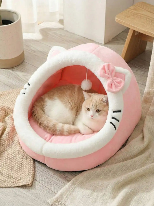 PETSIN 1 Pc Cute Cat Bed For Indoor Cats House, Washable Pet House, Warm Pet Cave Bed , Suitable For Use Of Rabbits, Puppies And