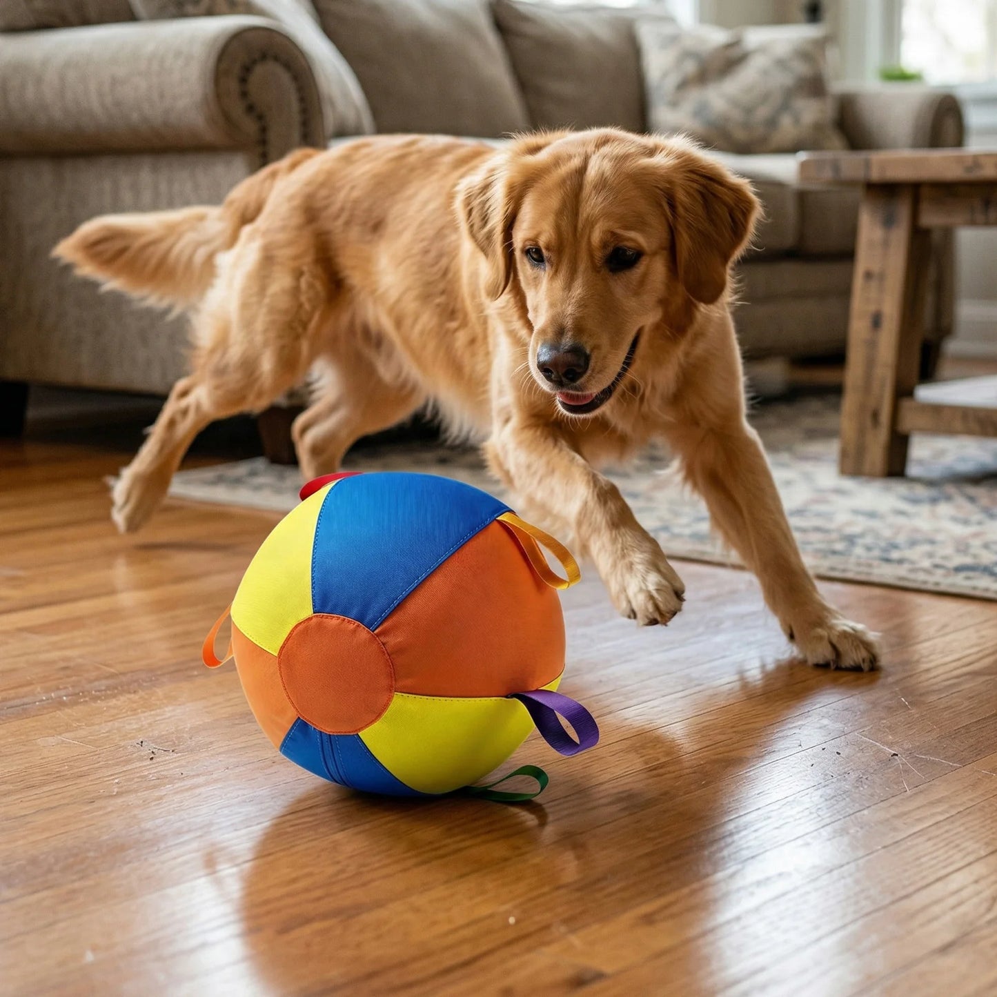 Herding Ball With Straps Inflatable Chew Resistant Fabric Dog Ball
