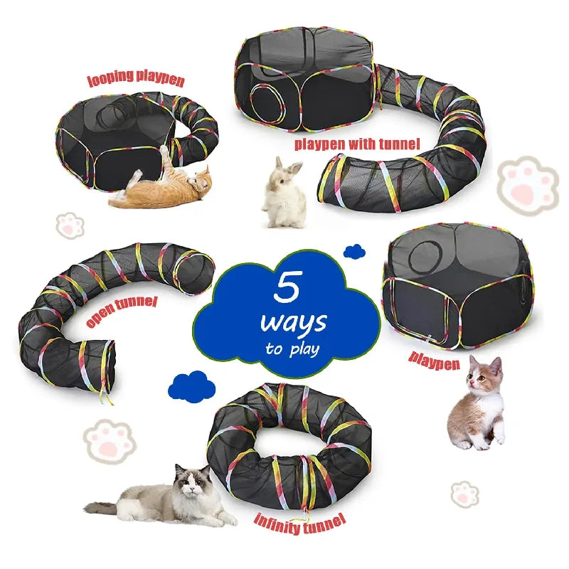 Outdoor Cat Enclosure Portable Cat Tent Play Tunnel For Cats