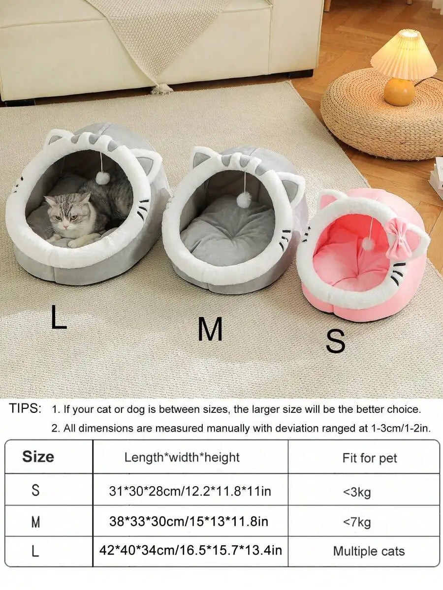 PETSIN 1 Pc Cute Cat Bed For Indoor Cats House, Washable Pet House, Warm Pet Cave Bed , Suitable For Use Of Rabbits, Puppies And