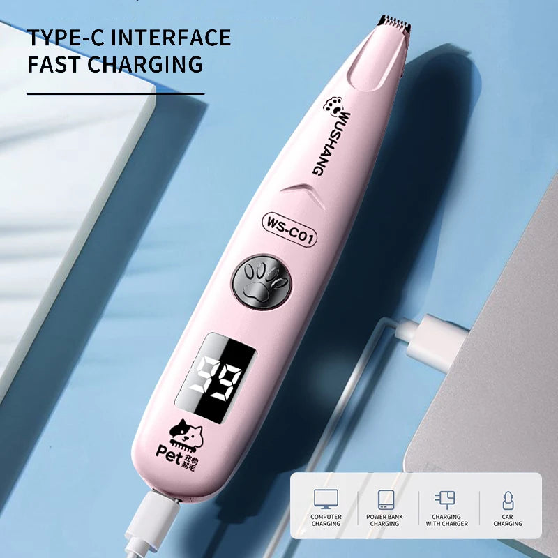 Dog Hair Trimmer With LED Light Waterproof And Low Noise
