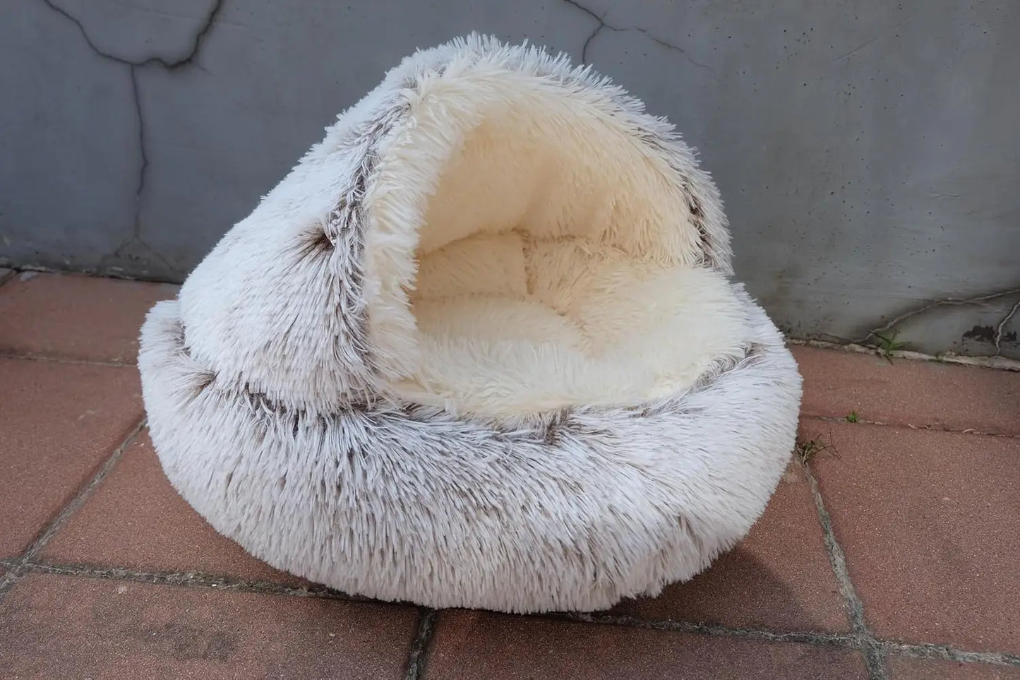 Calming Round Dog Bed And Cat Cave With Hooded Cover