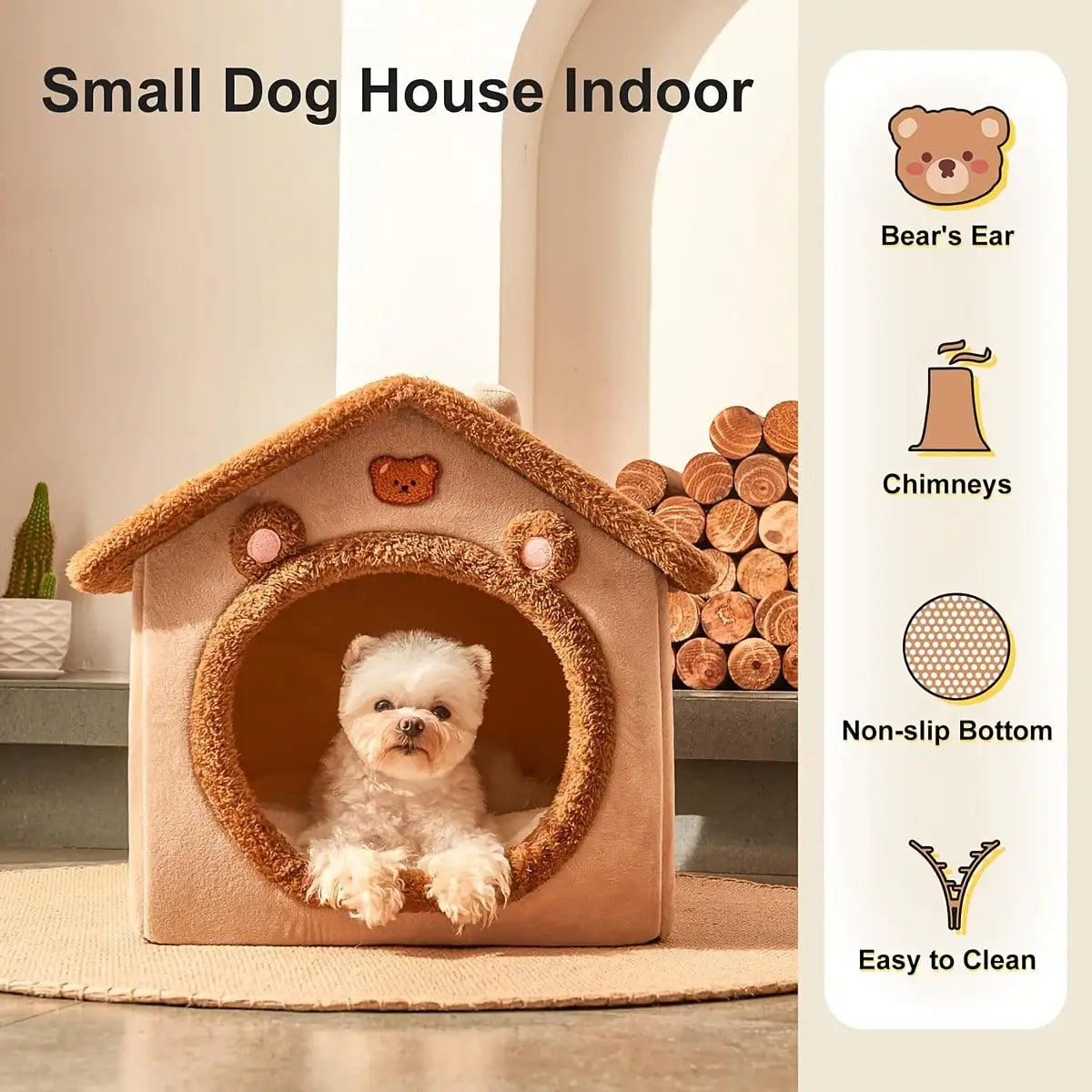 Bear Shape Pet House Bed Detachable Washable Plush Cave Tent