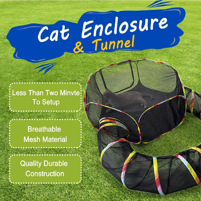 Outdoor Cat Enclosure Portable Cat Tent Play Tunnel For Cats