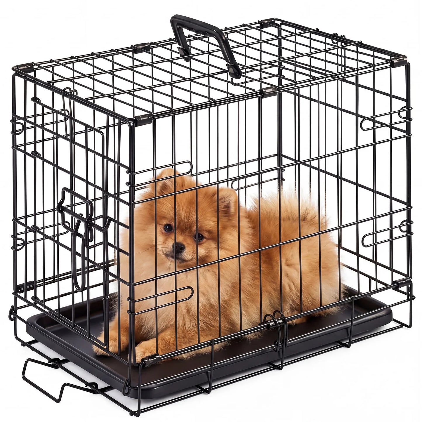 JHK Metal Dog Crate With Secure Lock And Foldable Tray