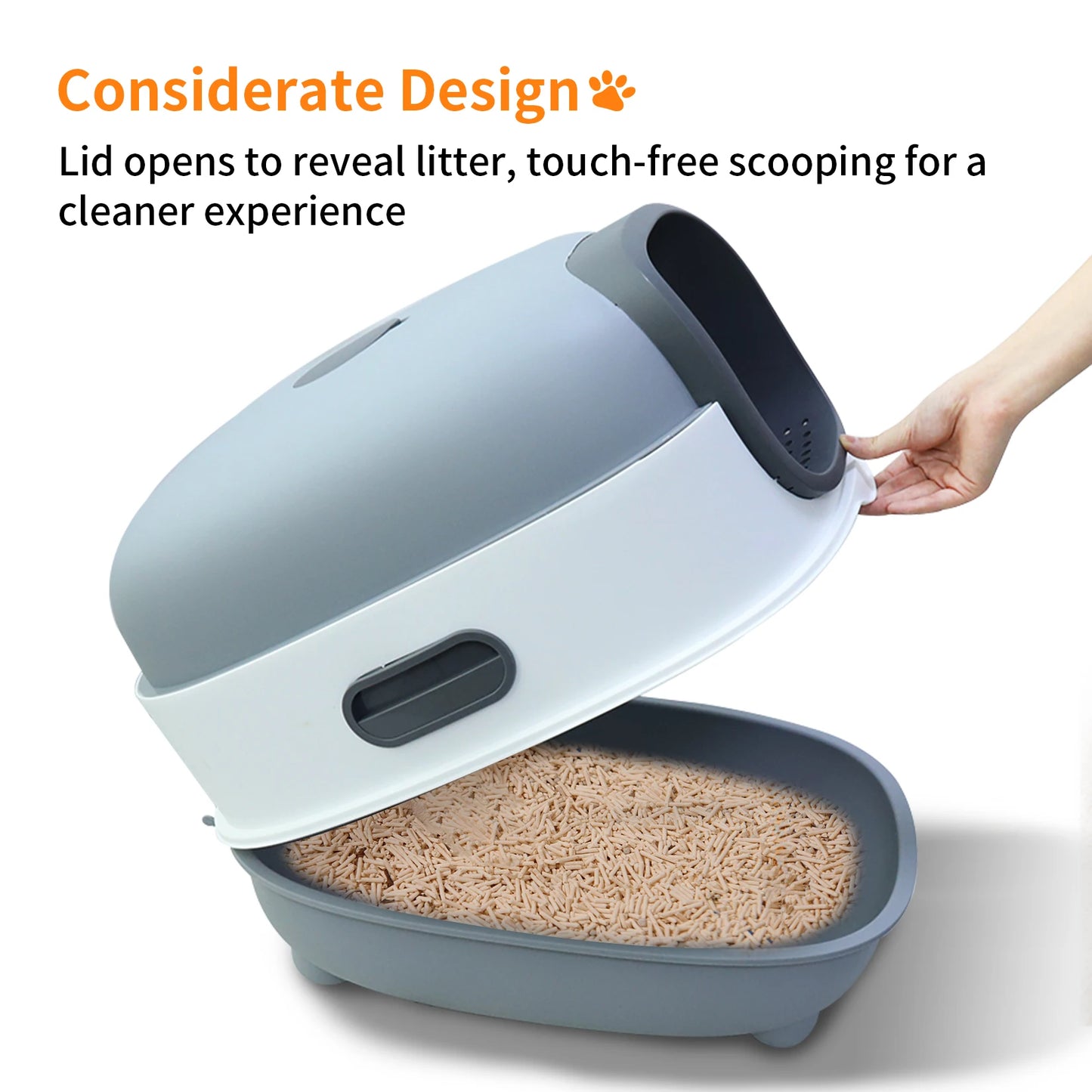 Large Enclosed Cat Litter Box Hooded Kitty Pan Box Front Entry Toilet Tray with Litter Scoop Anti-Splashing