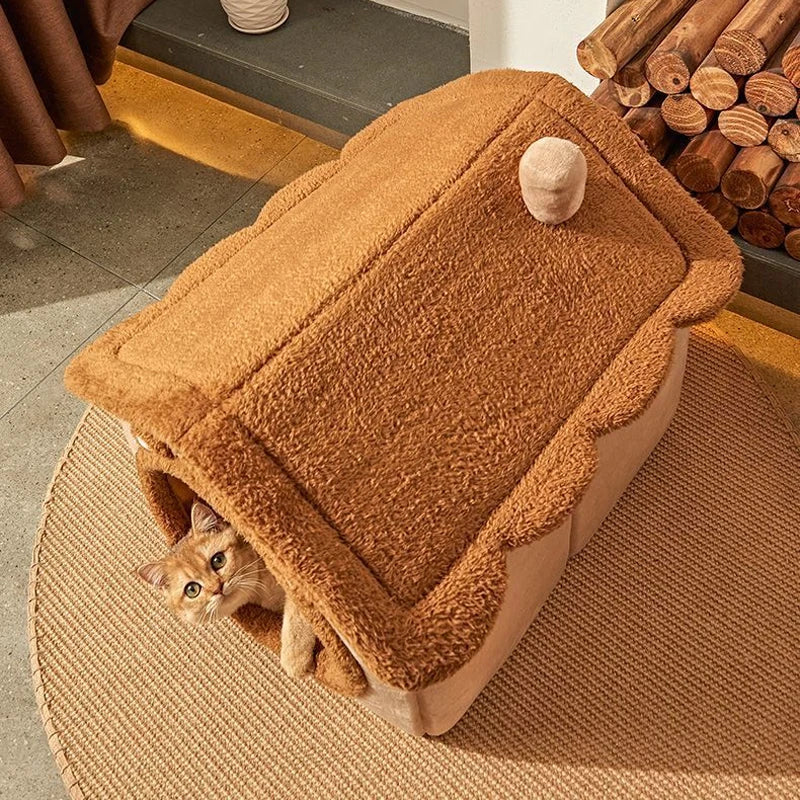 Pet Bed House Cushion Suitable for Small Medium Large Pets Foldable Pet House Removable Washable Cat Bed Indoor Warm Doghouse