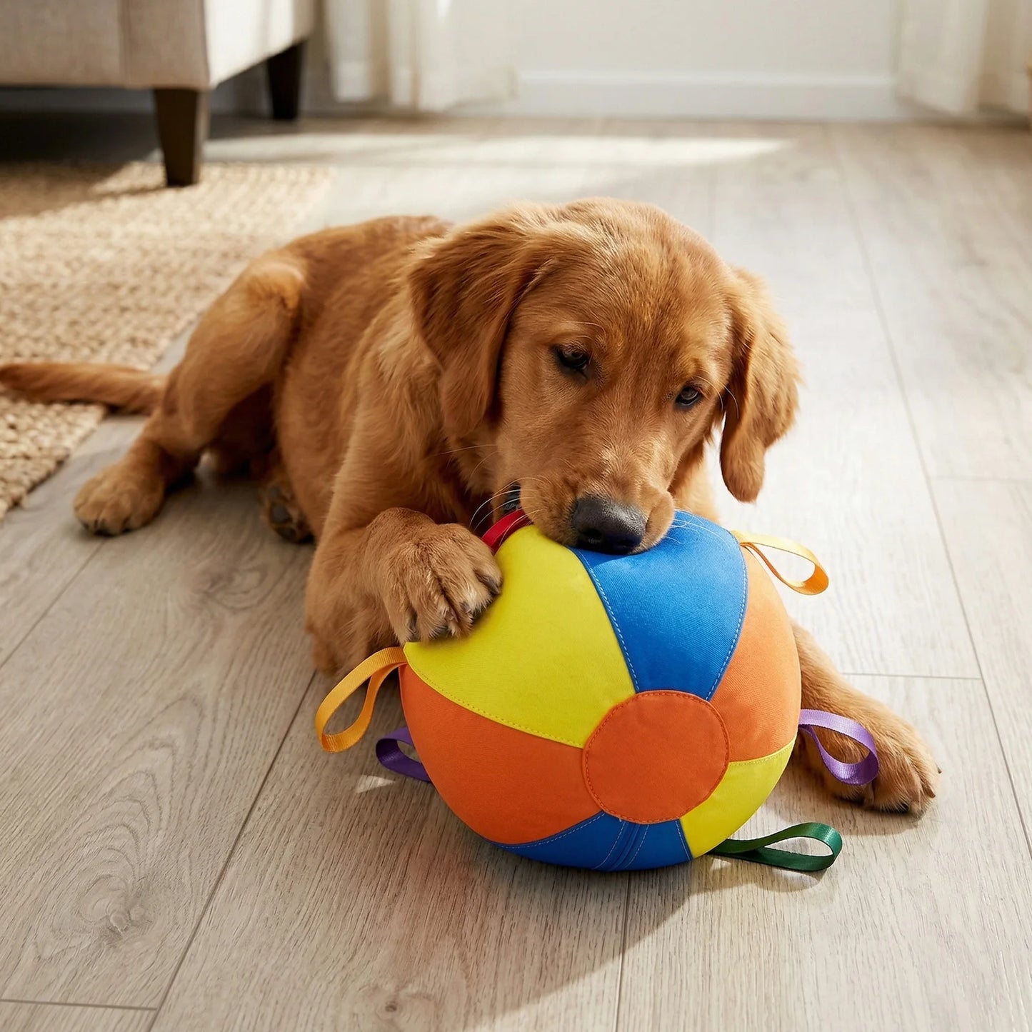 Herding Ball With Straps Inflatable Chew Resistant Fabric Dog Ball