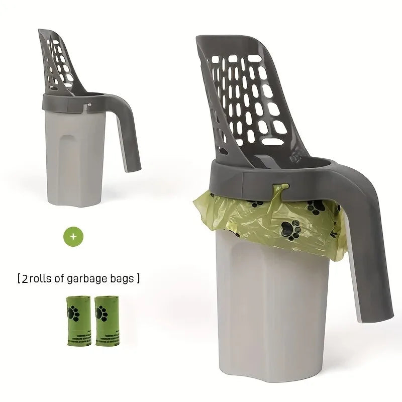 Large-Capacity Cat Litter Scoop with Integrated Waste Bin – Portable, Easy-to-Clean Plastic Pet Waste Scoop