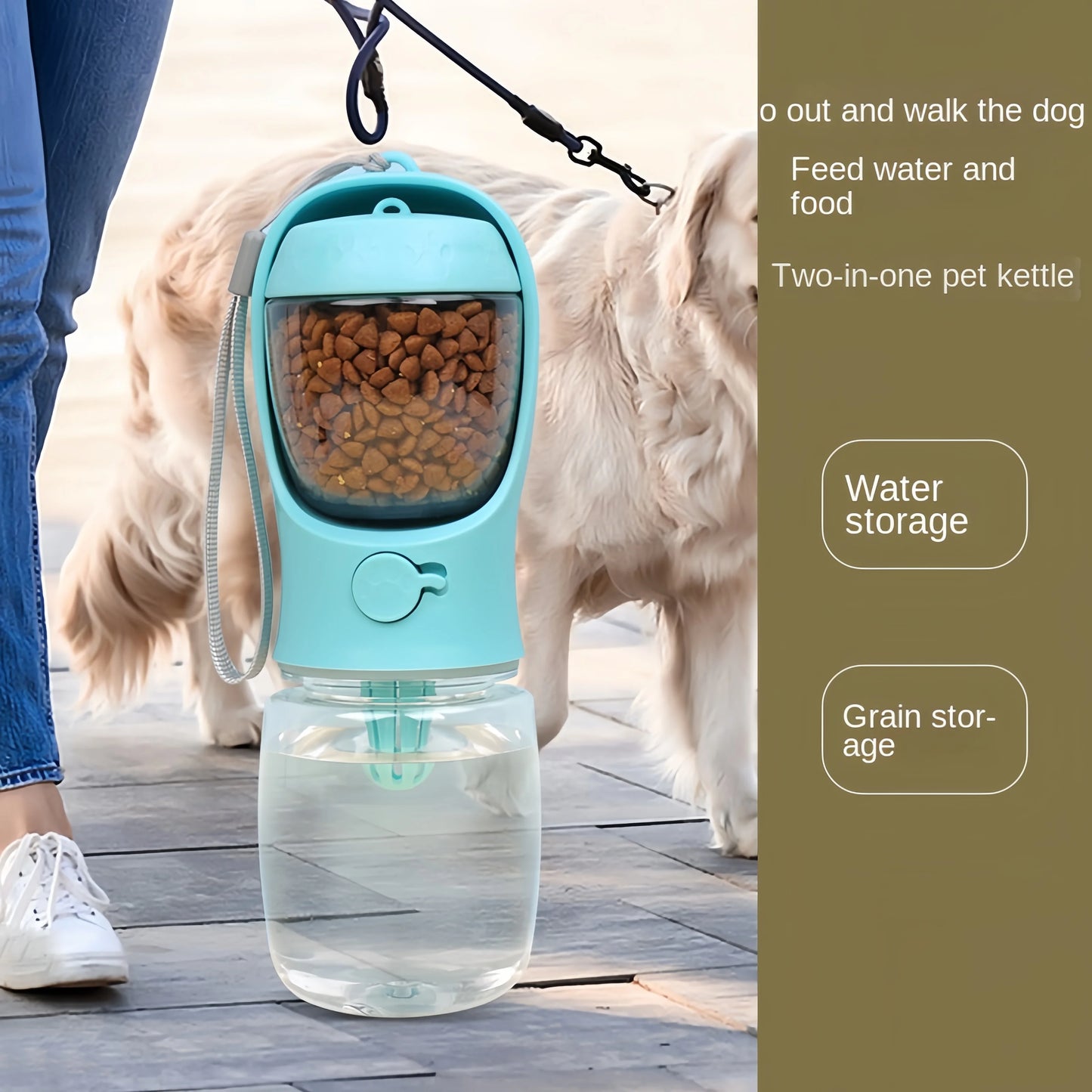 Portable Dog Cat Water Bottle With Storage Food Container