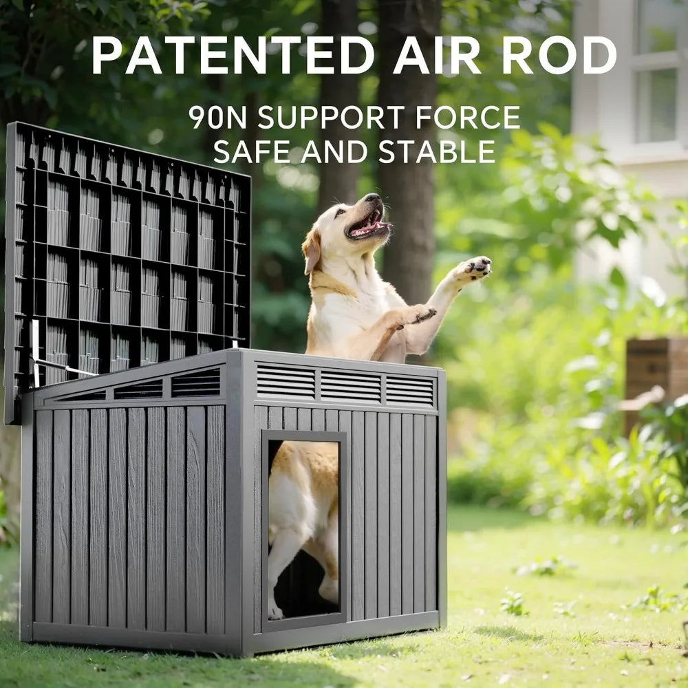 DRATO Large Dog House Outdoor Indoor Weatherproof Removable Roof Gray 42.9x32.9x31.6in