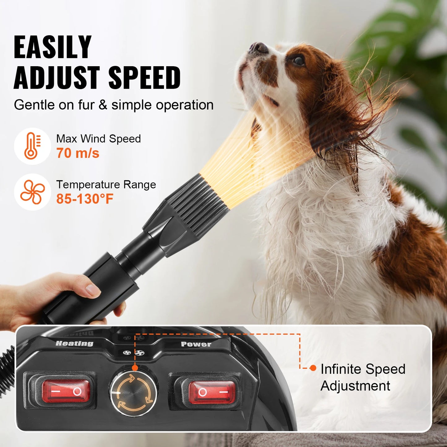 SucceBuy 2000W Dog Grooming Dryer With Adjustable Speed Temperature