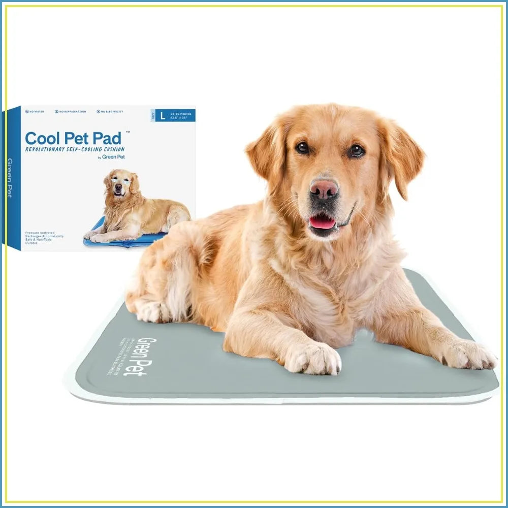 Self-Cooling Pet Mat, Large (46-80 lbs) - Pressure Activated, No Water or Electricity Needed, Non-Toxic Gel