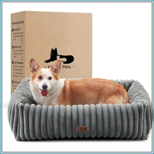 Orthopedic Rectangle Dog Bed, Medium Memory Foam with Anti-Slip Bottom, Grey 30x24x8in