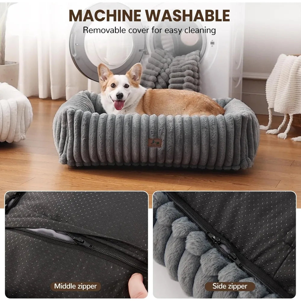 Orthopedic Rectangle Dog Bed, Medium Memory Foam with Anti-Slip Bottom, Grey 30x24x8in