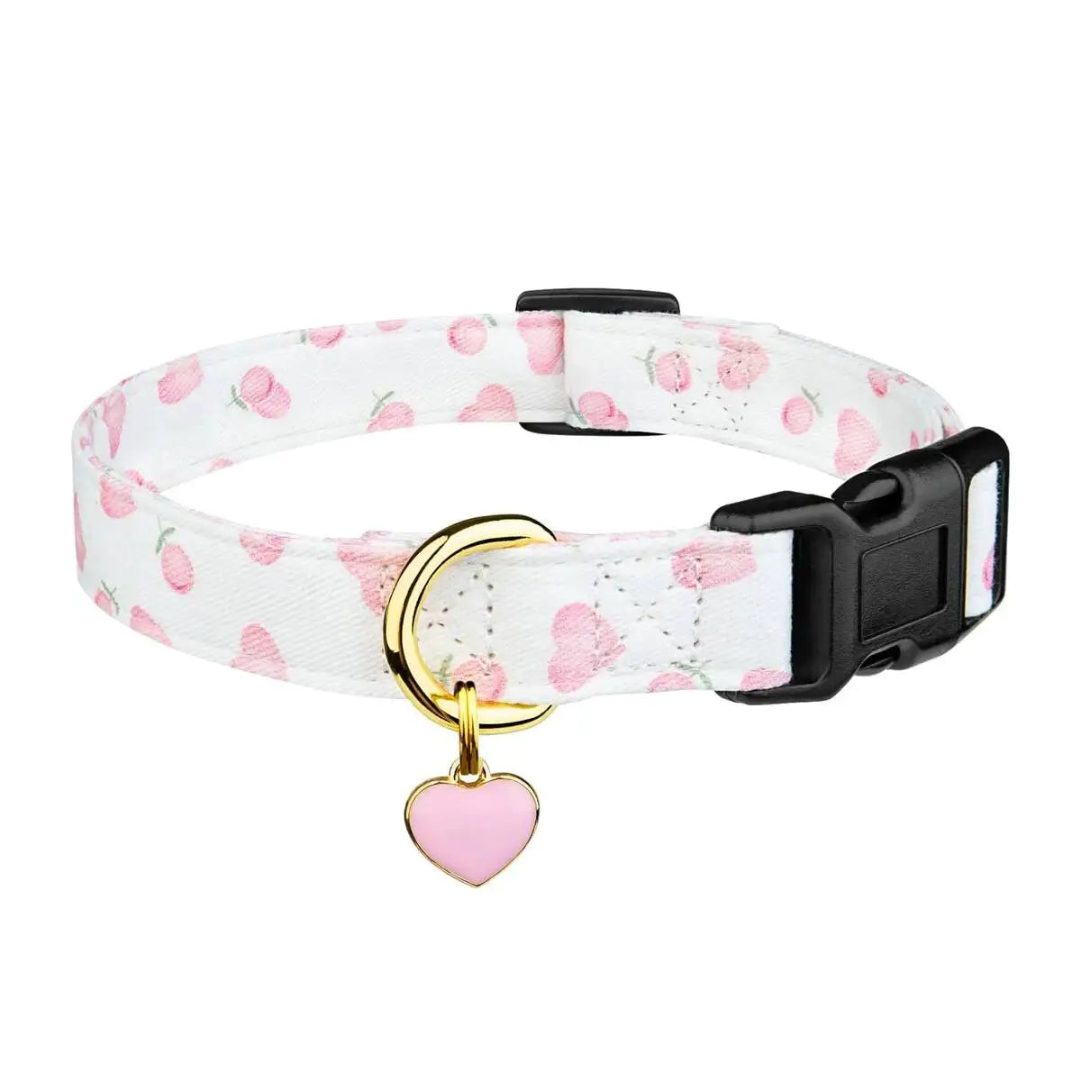 Solid Cotton Dog Cute Heart And Strawberry Design Small Medium Large Dogs Collar Handmade Pendant Pet Cat Puppies