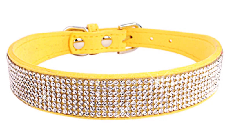 Dog Collar Rhinestone Bling Sparkle Soft Velvet  Microfiber Adjustable XS S M L