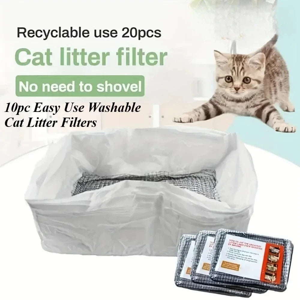 10pcs Washable Cat Litter Filters - Easy to Use, Recyclable, Excellent Workmanship, Designed for Pet Litter Box Liners