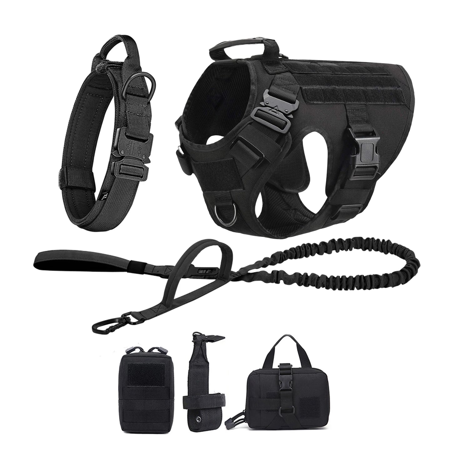 Tactical Dog Harness With Molle Pouches And Reflective Vest