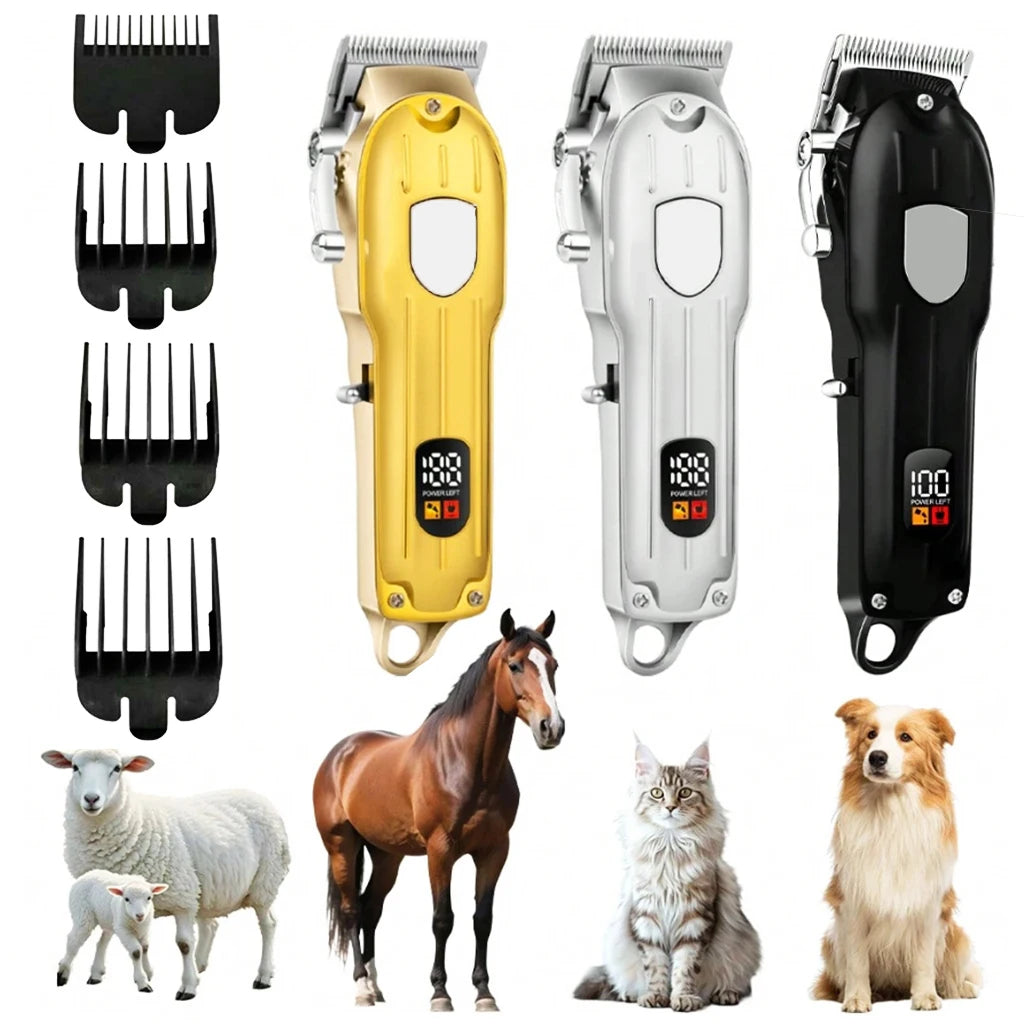 Electric Pet Hair Clipper USB Rechargeable LCD Display Dog Cat Grooming Trimmer Shaver with Guide Combs Kit