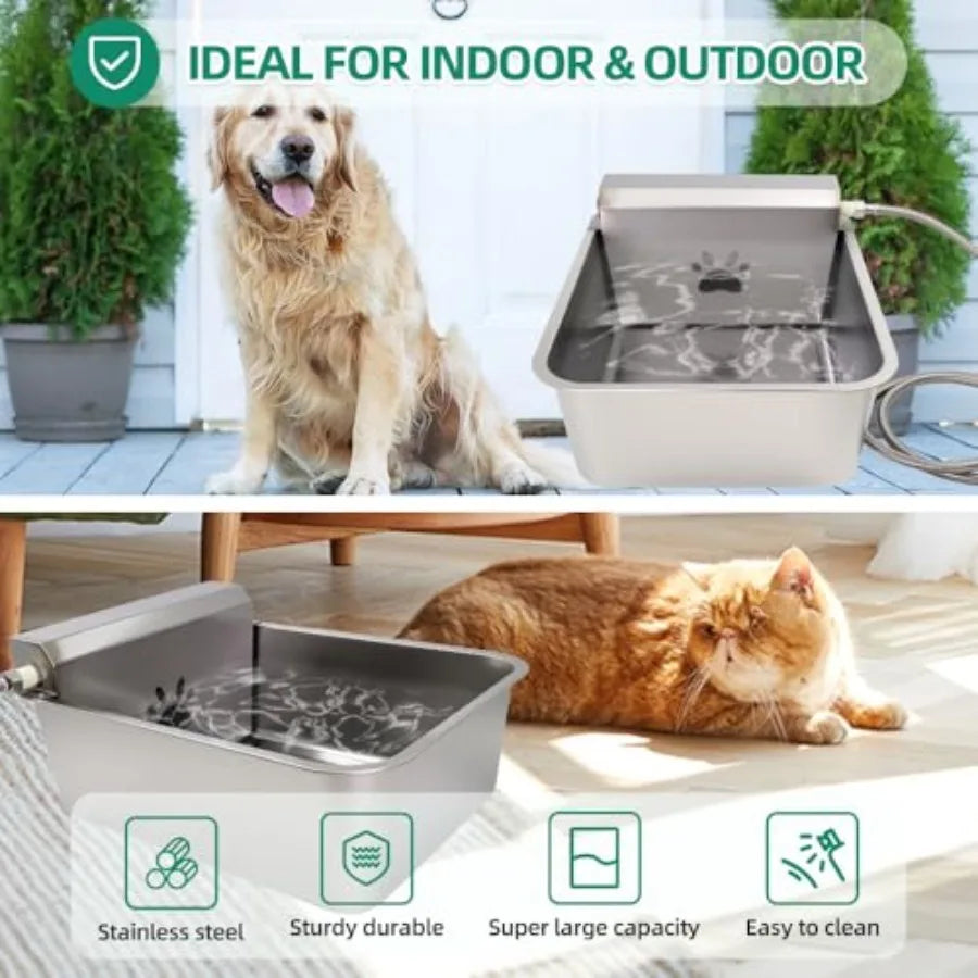 Automatic Dog Water Dispenser 23L/6Gal Capacity Large Water Bowl Auto Filling Water Fountain Stainless Steel for Large Pet Dog
