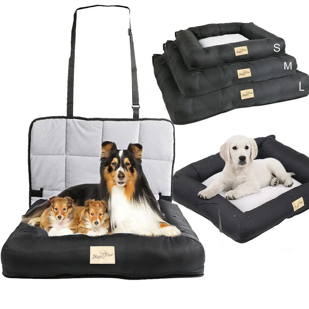 BINGOPAW Waterproof Car Seat Bed for Dogs With Removable Pad Cover