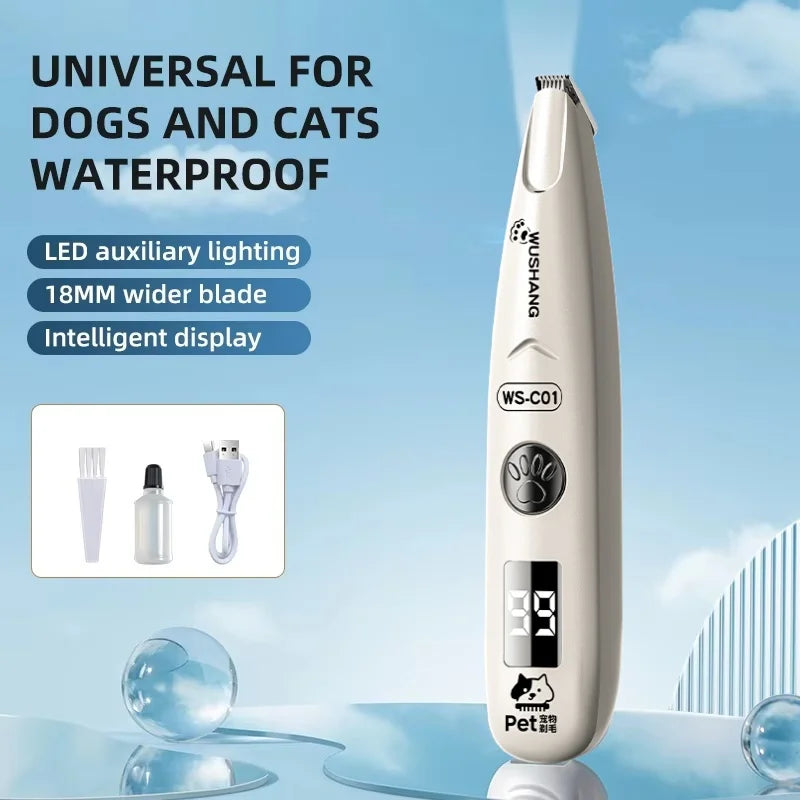 Dog Hair Trimmer With LED Light Waterproof And Low Noise
