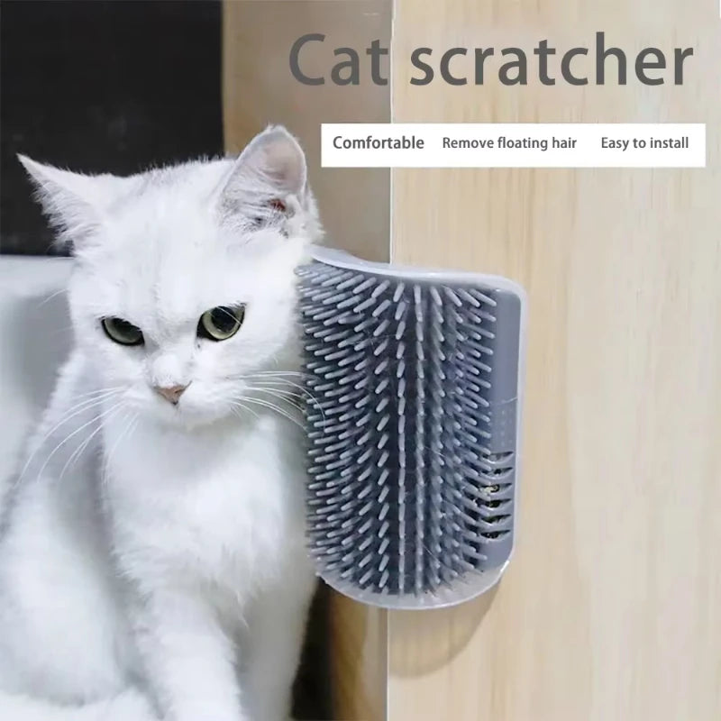 Cat Scratcher Massage Comb - Corner Scratching Brush with Catnip, Pet Deshedding Comb for Hair Removal, Grooming