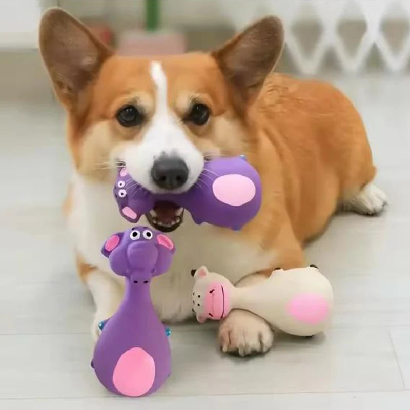 Dog Toys Sound Squeaky Elephant Cow Rubber Interactive Chew Toy