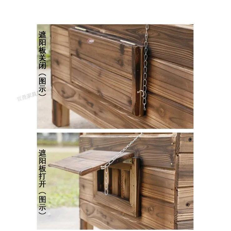 Rainproof and waterproof outdoor solid wood carbonized  all-season dog   cat pet house kennel
