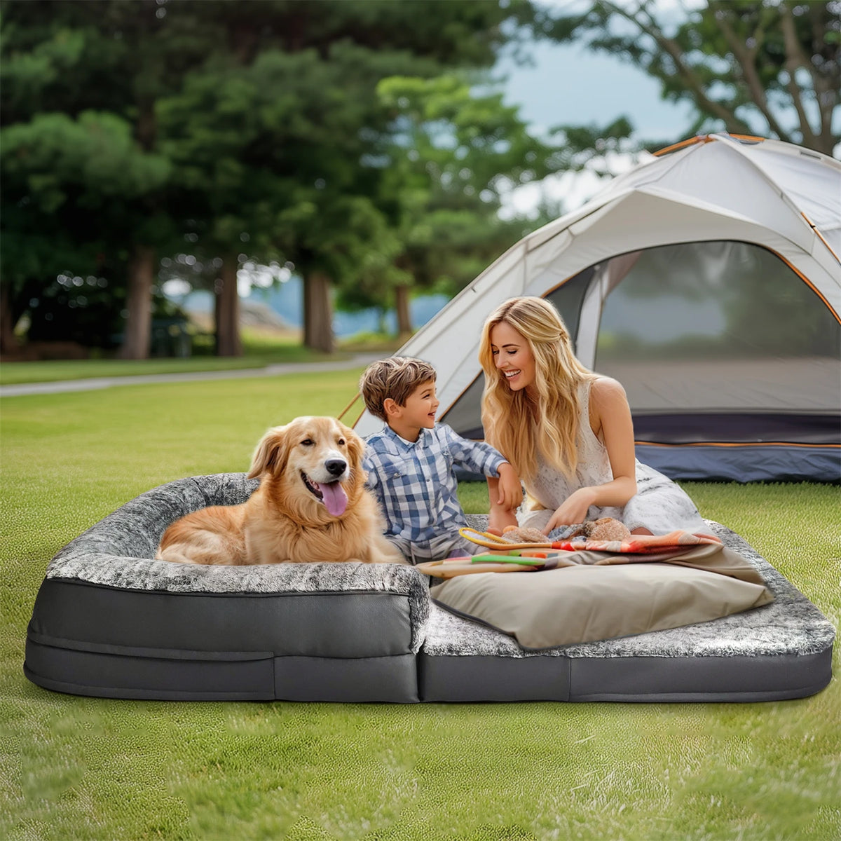 Bingopaw Foldable Orthopedic Dog Bed With Removable Plush Cover