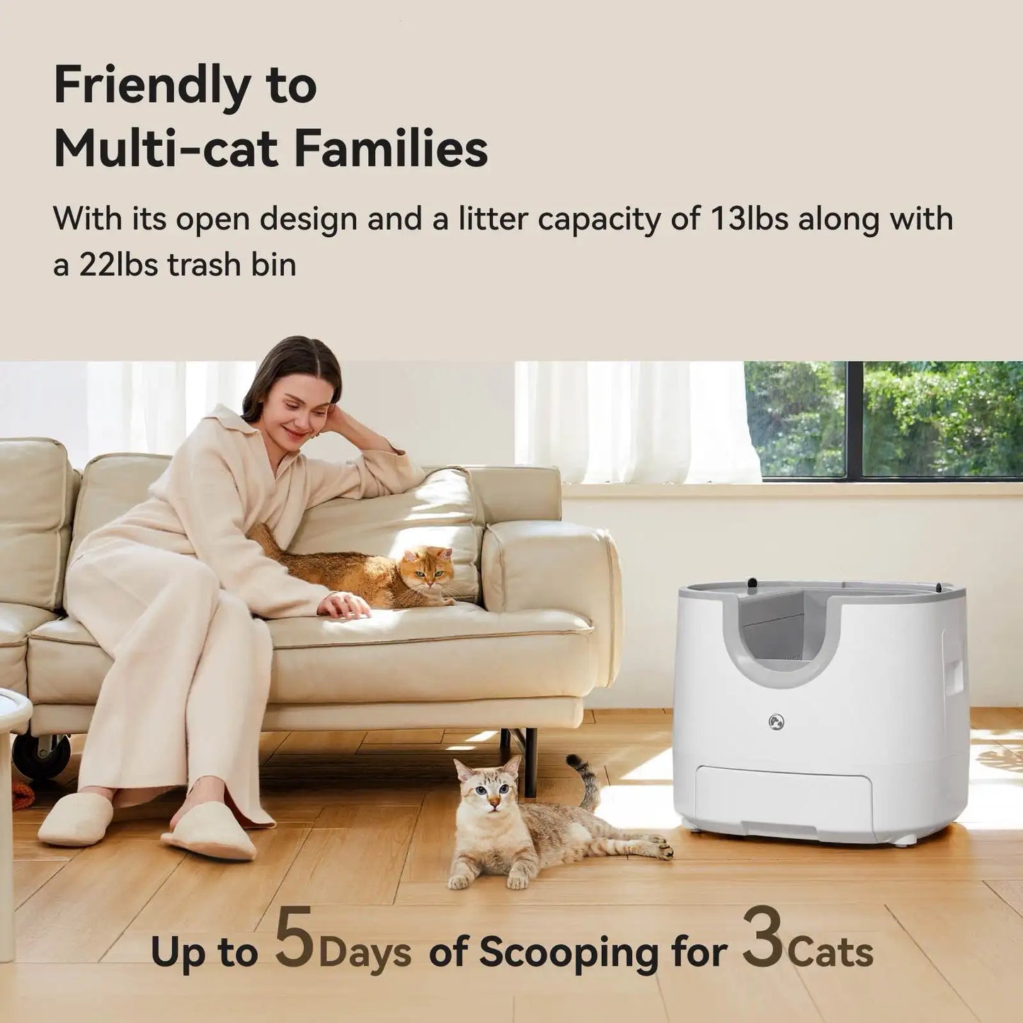 Furoomate Automatic Smart Cat Litter Box Self Cleaning High Capacity