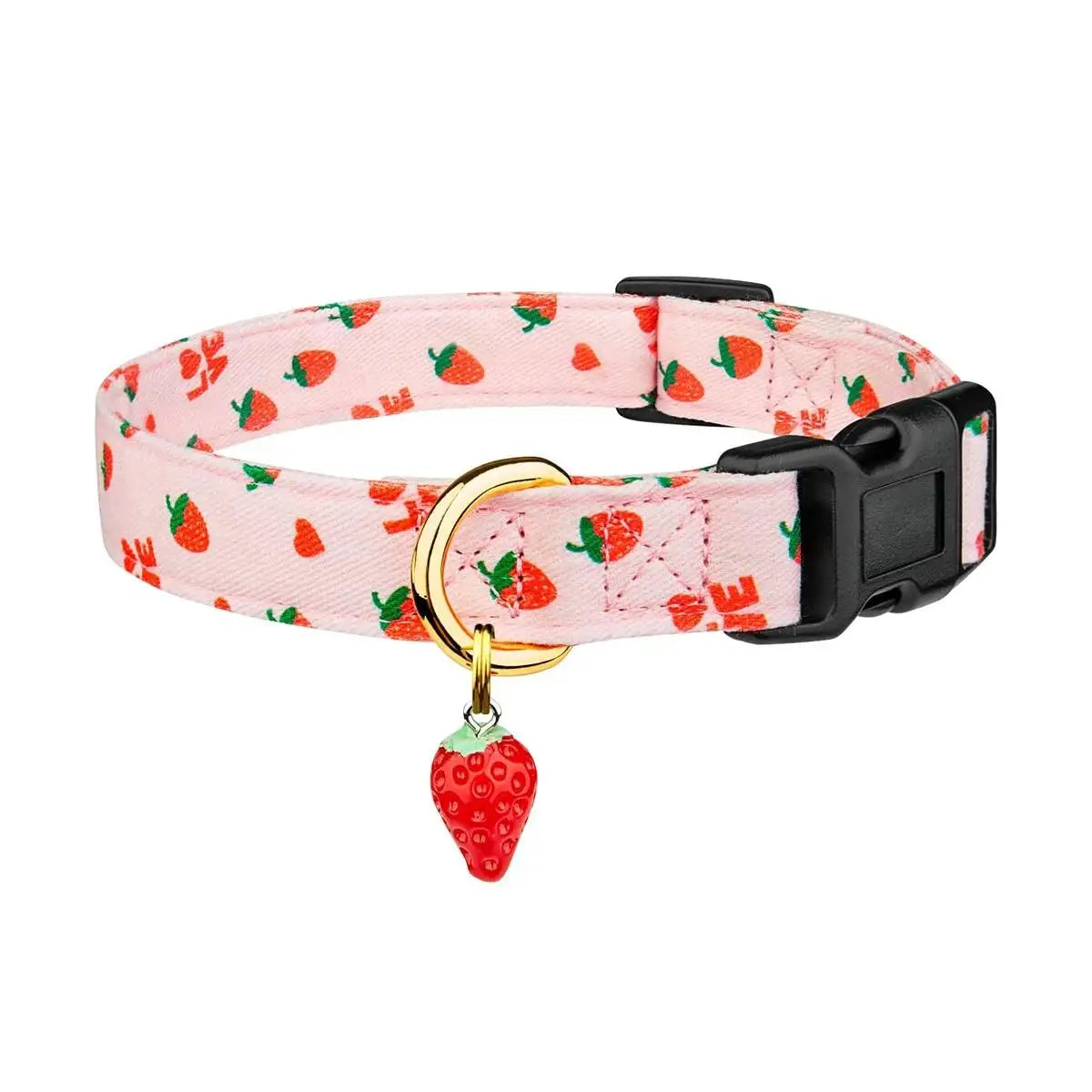 Solid Cotton Dog Cute Heart And Strawberry Design Small Medium Large Dogs Collar Handmade Pendant Pet Cat Puppies