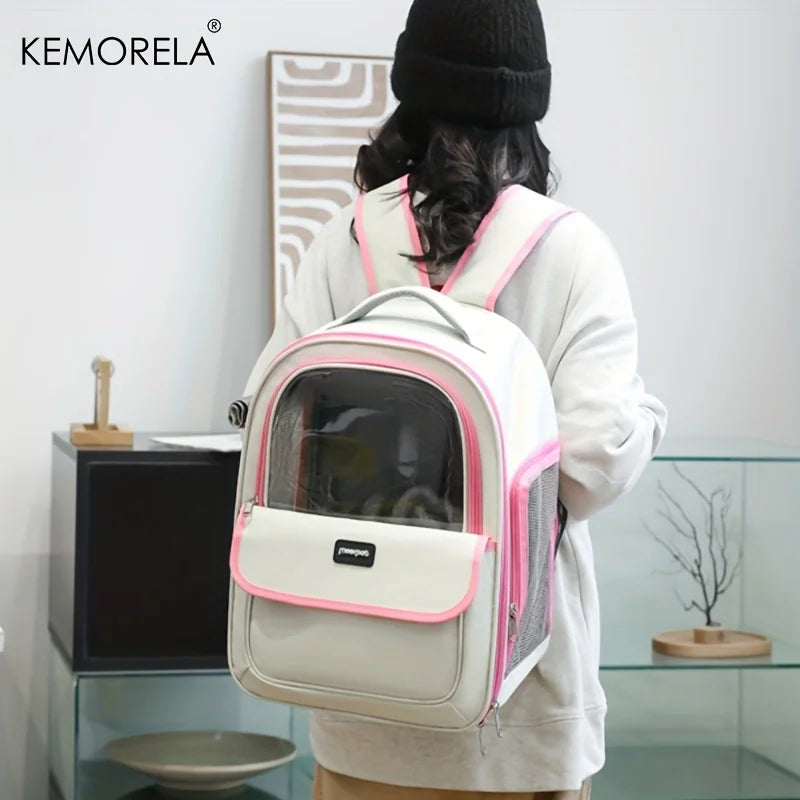 Kemorela Breathable Mesh Pet Carrier Backpack For Dogs And Cats