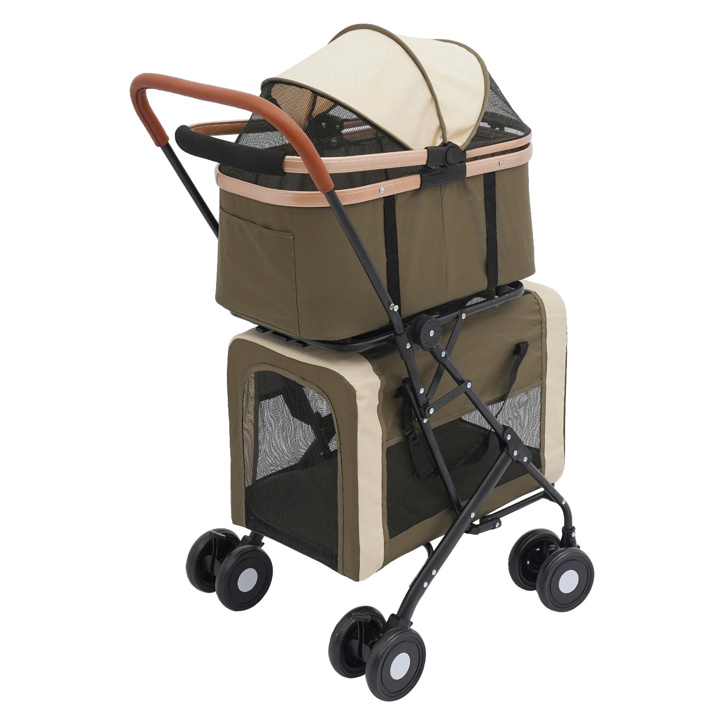 Dog and Cat Stroller Foldable Pet Stroller for Small and Medium Dogs 2 Tiers 35kg Load-Capacity for Traveling/Shopping