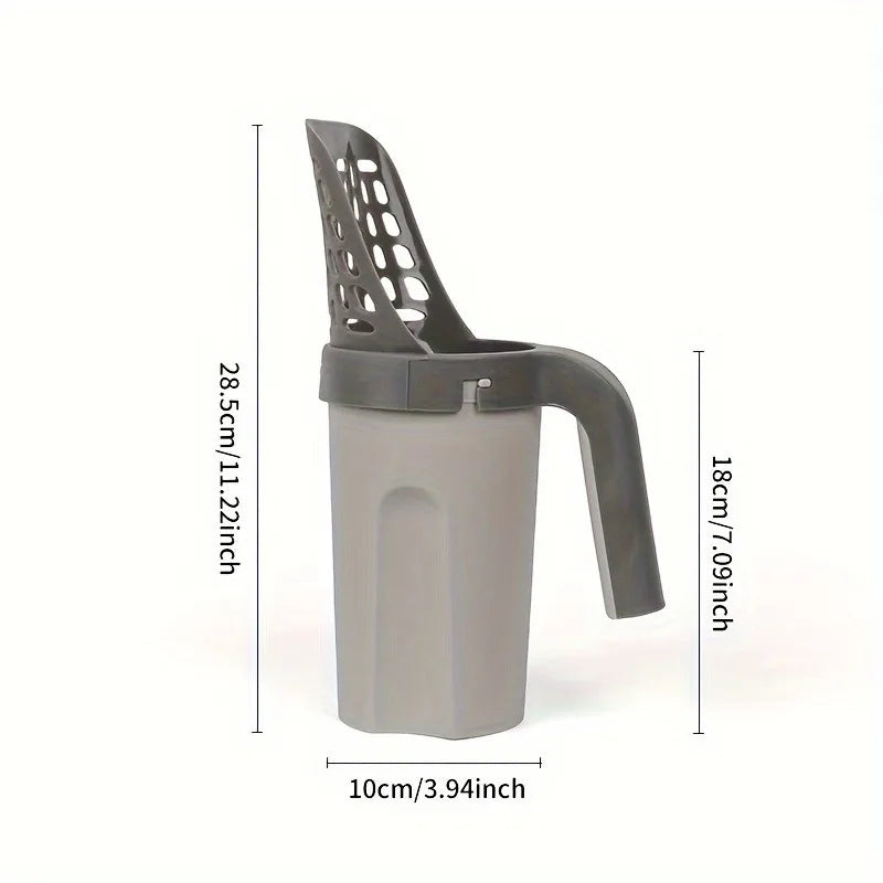 Large-Capacity Cat Litter Scoop with Integrated Waste Bin – Portable, Easy-to-Clean Plastic Pet Waste Scoop
