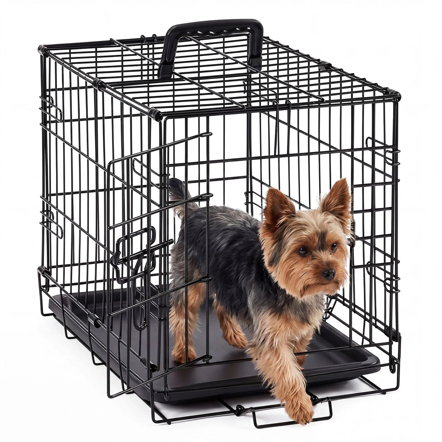 JHK Metal Dog Crate With Secure Lock And Foldable Tray