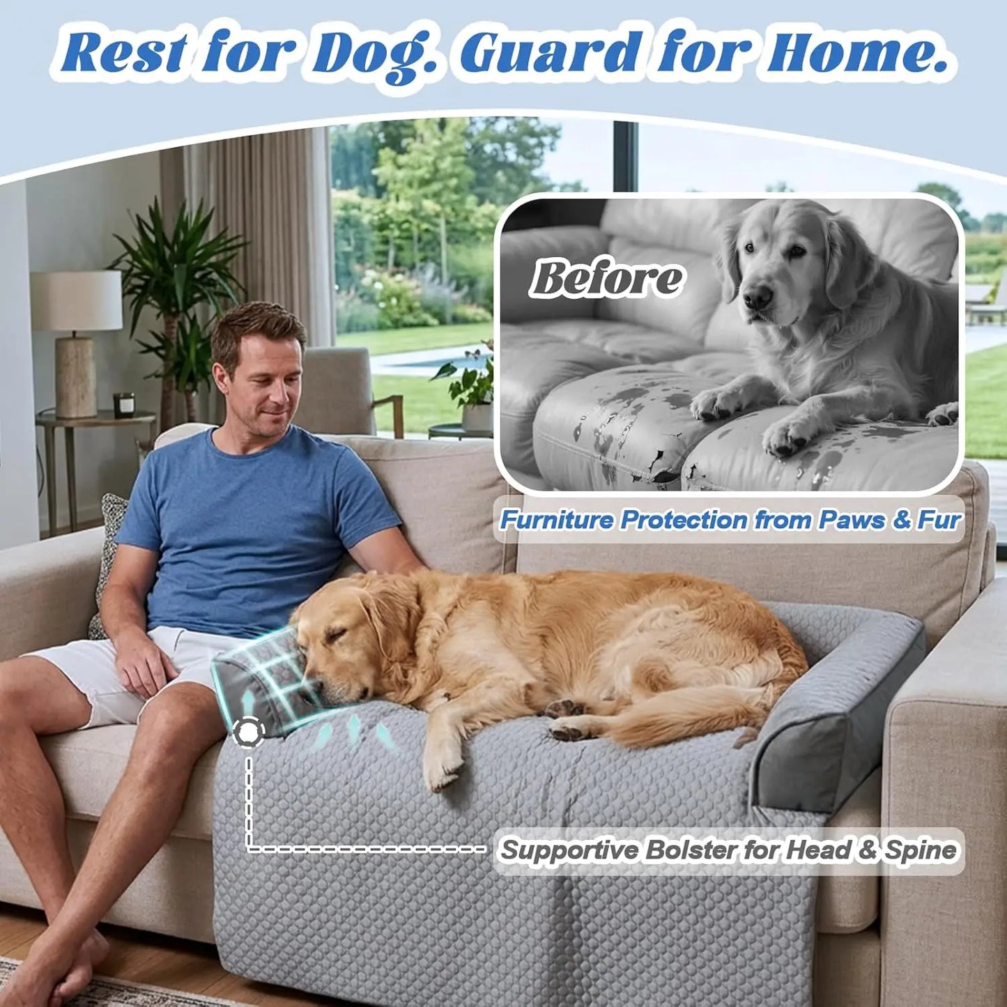 Cooling Dog Bed Mat With Bolster Pillow Washable Couch Cover
