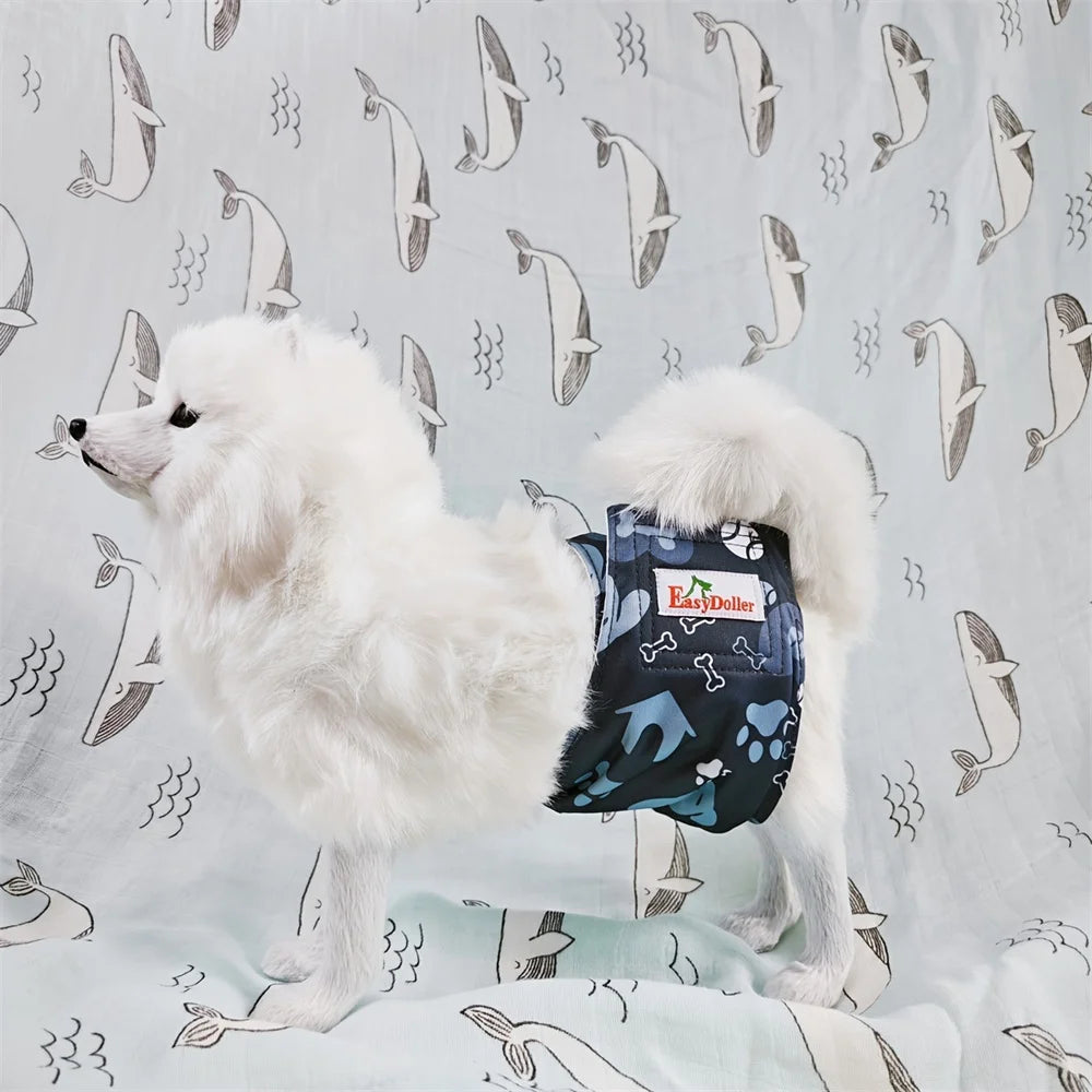 3 Pcs Washable Male Dog Diaper Cute Claw Bone Print Pet Sanitary Panties for Puppy Reusable Nappy Belly Wrap Leak Proof Diapers