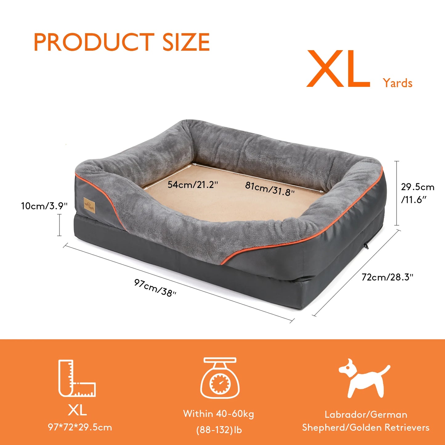 Large Dog Bed Soft Comfortable Warm Fleece Anti-Allergy Pet Bed with Removable Washable Cover Waterproof