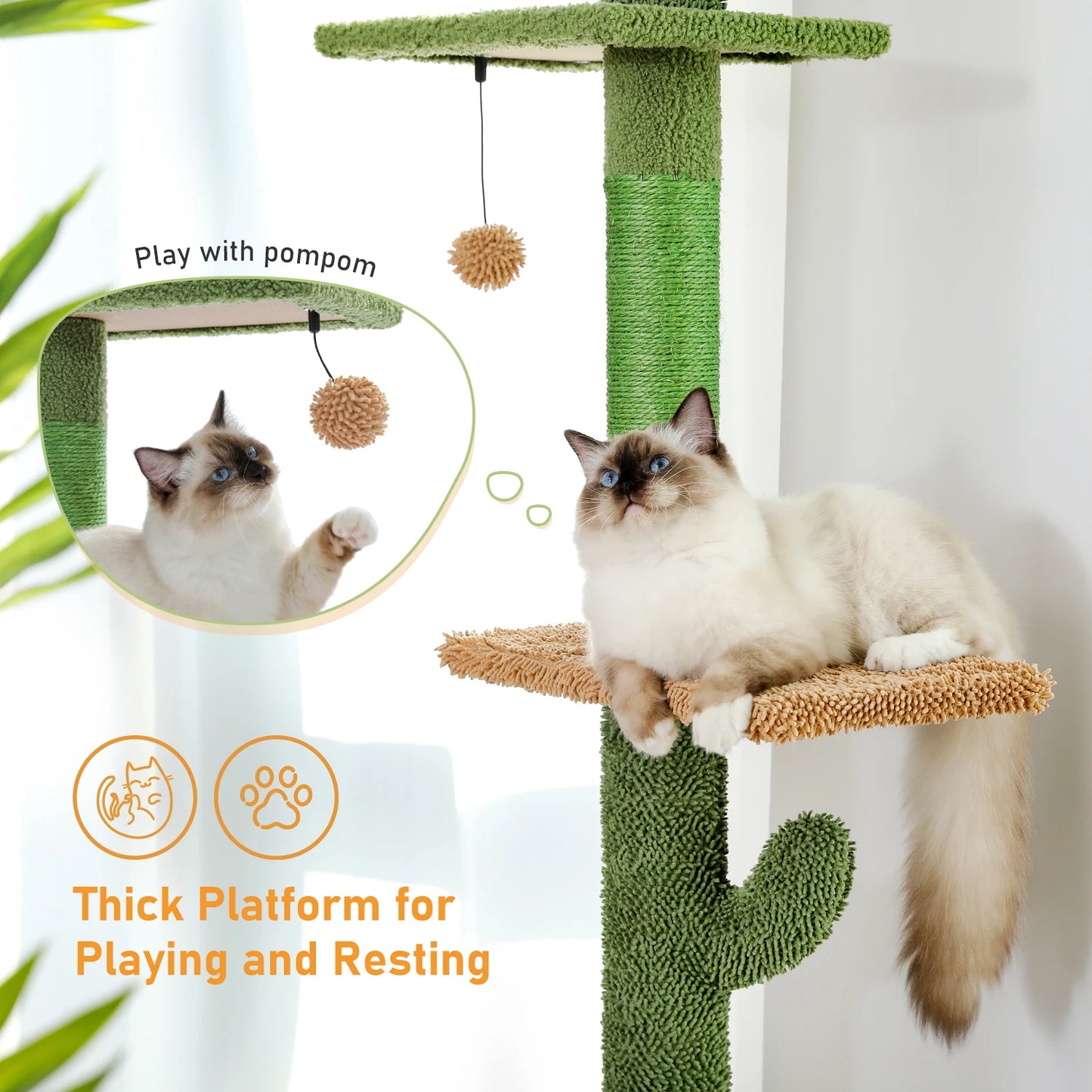 PAWZ Road Cat Tree Five Tier Floor Ceiling Climbing Tower