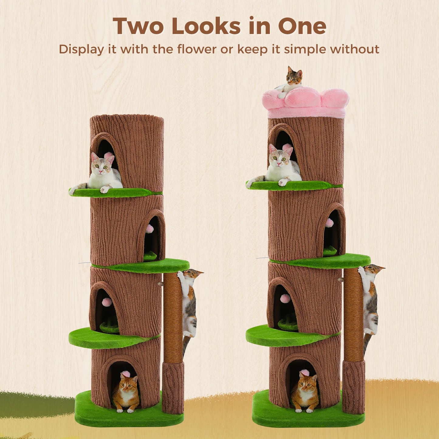 PAWZ Road Large Cat Tree Tower With Four Condos Indoor