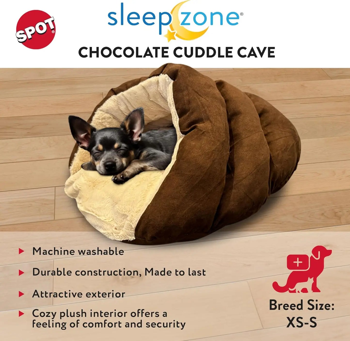Sleep Zone Cuddle Cave Pet Bed Plush Interior For Pets