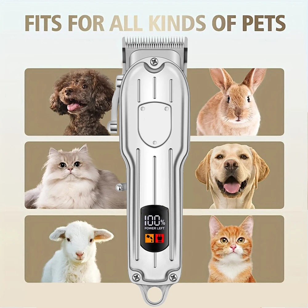 Rechargeable Electric Dog & Cat Hair Clipper with LED Display,Pet Grooming Kit ,Professional Pet Trimmer for Home