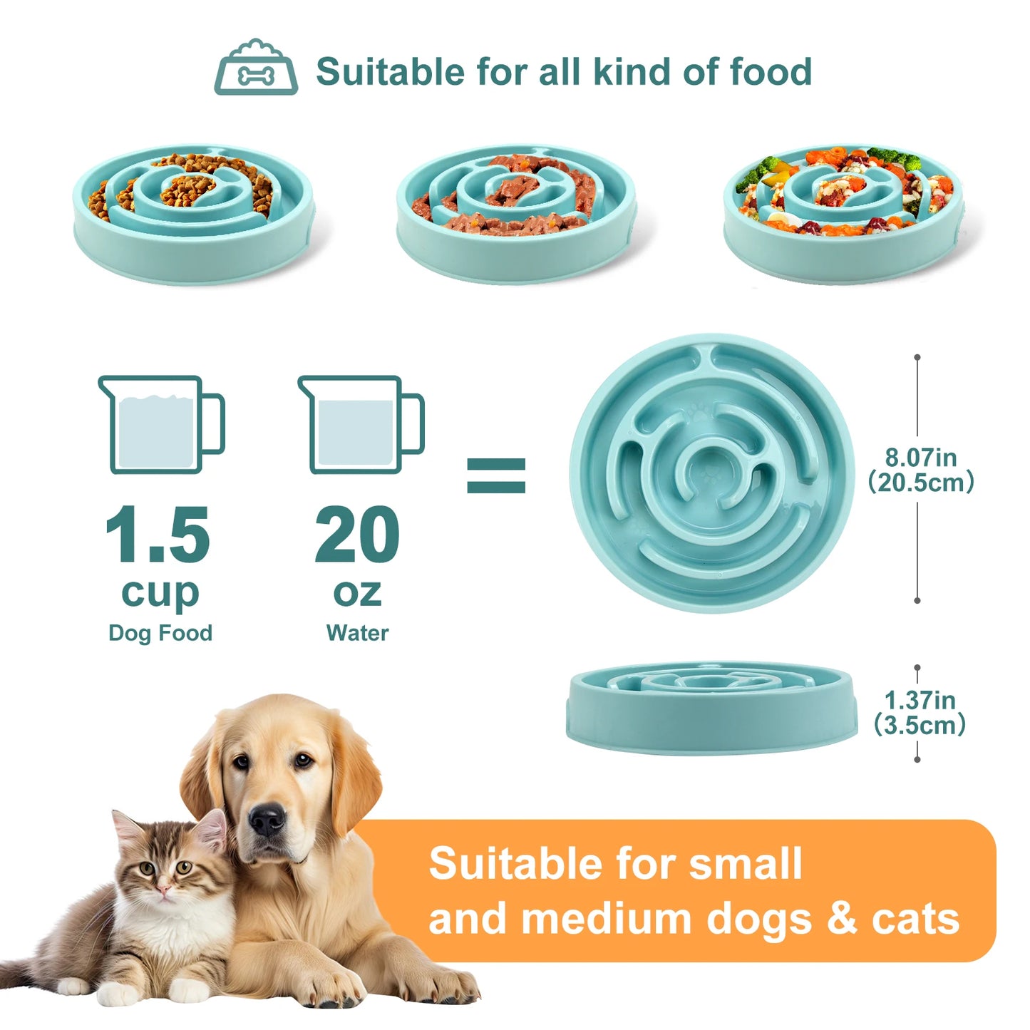 Slow Feeder Dog Bowl Non Slip AntiGulping Eco Pet Dish