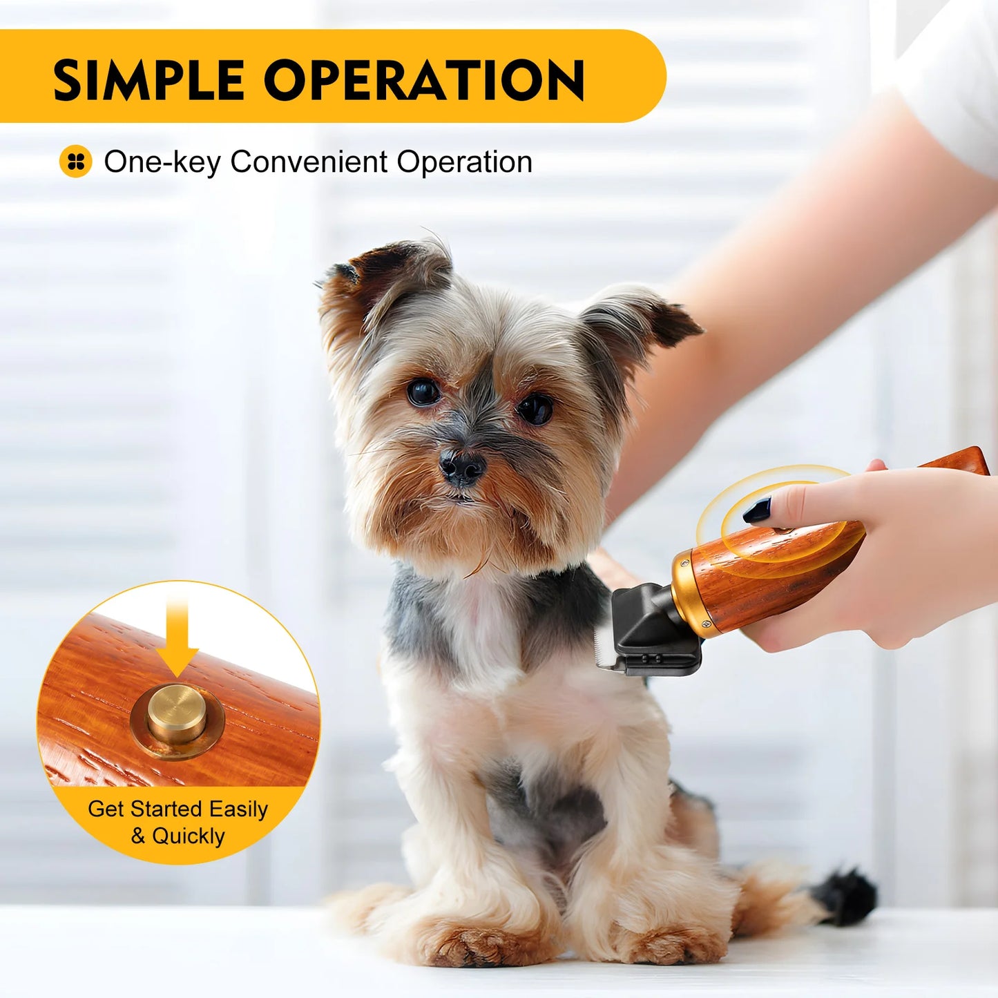 Electric Pet Clipper 55W, Professional Corded Animal Shears for Sheep Goats Dogs, Low Noise with Wooden Handle US Plug